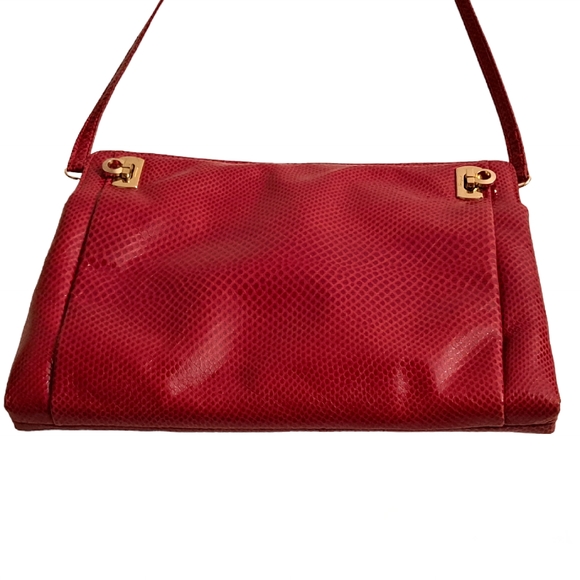 Vintage Salvatore Ferragamo Snakeskin Red Crossbody Bag - Picture 12 of 13
